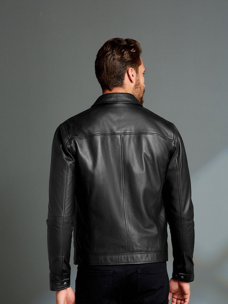 Men's Premium Genuine Leather Jacket – Classic Biker Motorcycle Zip-Up Coat | Soft & Durable