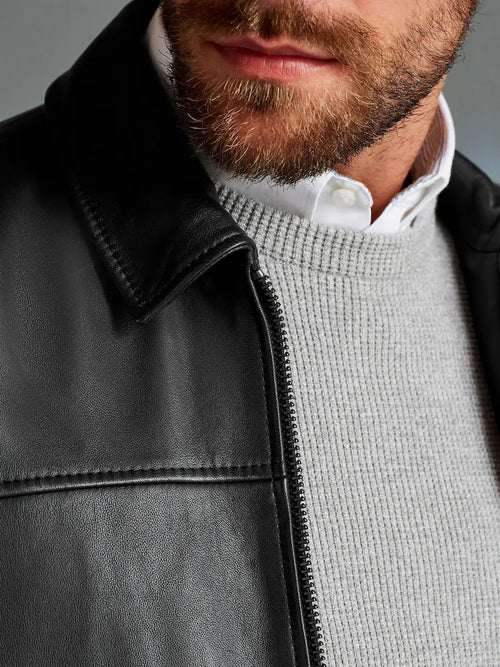 Men's Premium Genuine Leather Jacket – Classic Biker Motorcycle Zip-Up Coat | Soft & Durable